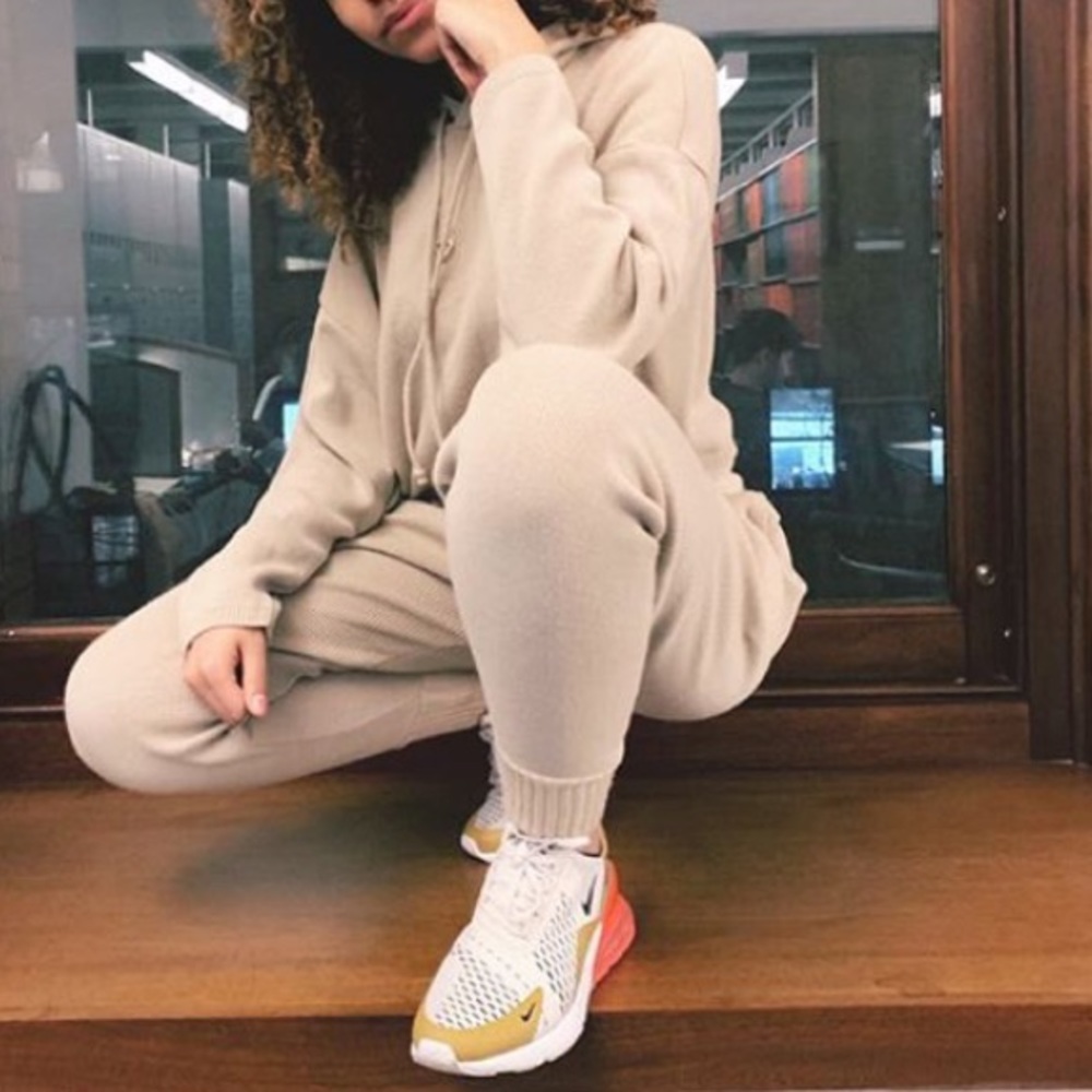 Beige sweat pant set